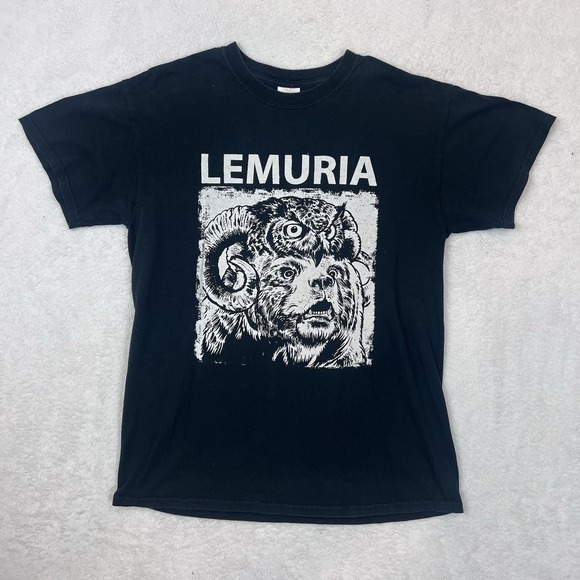 Lemuria Tour T-shirt Indie Rock Pop Punk Ram Owl Creature Black Size Medium - Picture 1 of 6